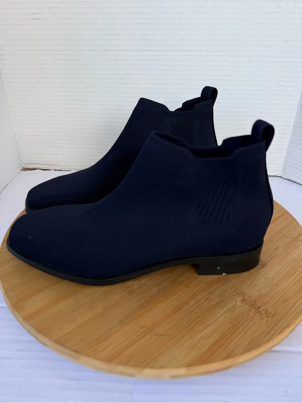 Vivaia Ryan Pro Square Toe Ankle Boots Women 37 7 Blue Navy Water-Repellent knit